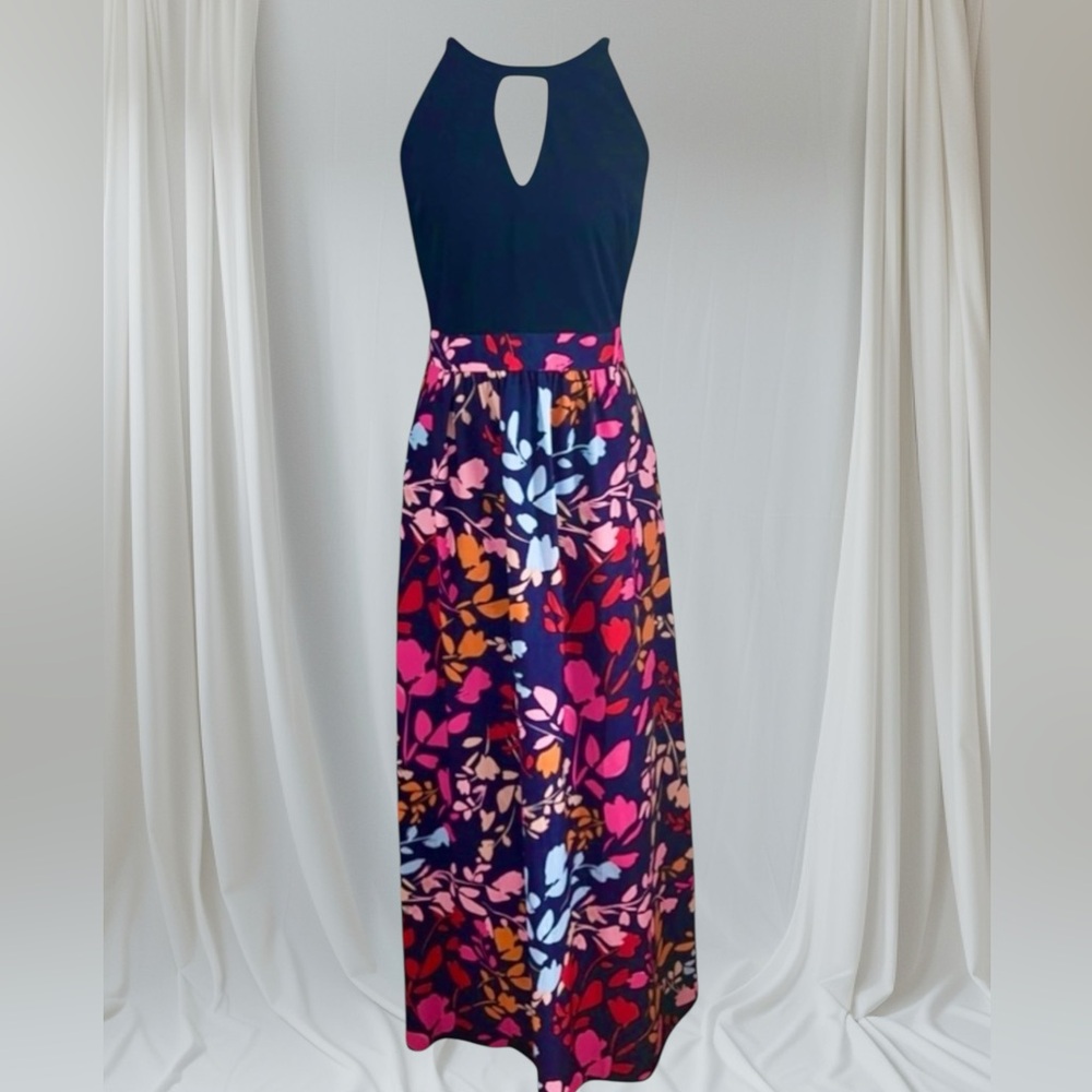 VINCE CAMUTO Maxi Dress | Navy Floral | Size 8 |NEW with Tags - Picture 2 of 7